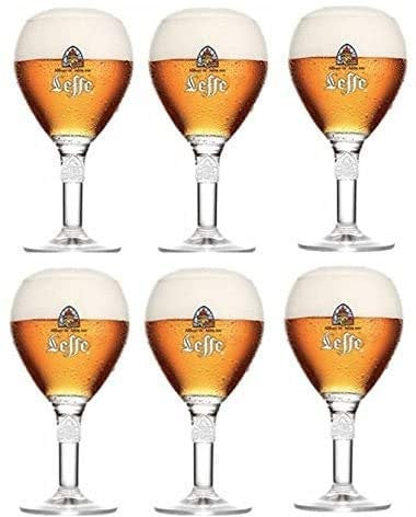 Offizielle Leffe Kelche - Large Stem Gläser-Set mit 6 Stück - 33 cl pro Glas - Perfekt für Leffe Blonde, Brown, Ruby, Double, Triple + 6 Bieruntersetzer
