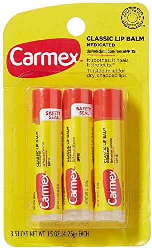 Carmex Classic Lip Balm Original 0.15oz, 3 Sticks (2 Packs, 6 Sticks)