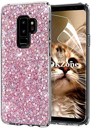 OKZone Cover Samsung Galaxy S9 Plus, Custodia Lucciante con Brillantini Glitters Ultra Sottile Designer Case Cover per Samsung Galaxy S9 Plus (Rosa)