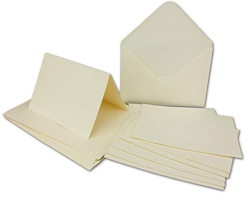 20 x Doppelkarten – Umschlag - Set DIN A6/C6 - creme-weiß – Karte DIN A 6-10,5 x 14,8 cm - 240 g/m² mit Brief-Umschlägen DIN C6-11,3 x 16,0 cm - 120 g/m² Nassklebung