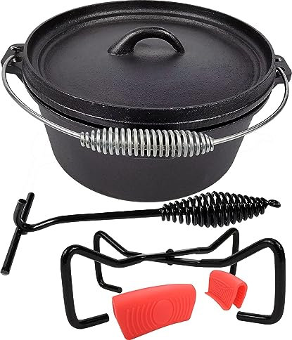 Cast Iron Camp Dutch Oven, 3.9 L, Including Lid Lifter
