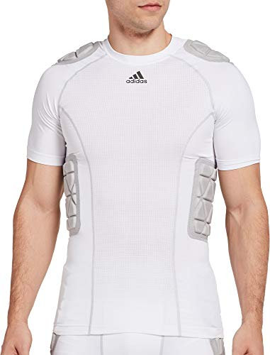 adidas Adult Techfit Padded Football Shirt (White, X-Large)