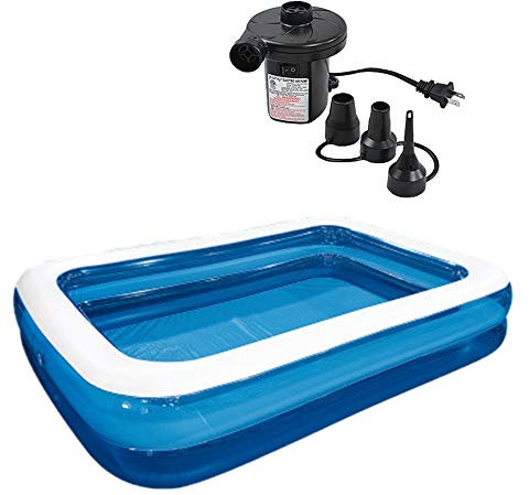 Aufblasbarer Pool schwimmen Family Swim Center Aufblasbare Kinderbecken für Kinder, Erwachsene, Kleinkinder, Rechteckiges Planschbecken für Sommerwasserpartys im Freien, Garten, Garten,200cm