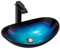 YEHEI Waschbecken Und Wasserhahn Combo, Künstlerische Waschbecken Aus Gehärtetem Glas Mit Schwarzem Wasserhahn, Aufsatzwaschbecken Oval