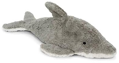 Kleiner SENGER NATURWELT Kuscheltier-Delfin, Grau I Kuscheliger Begleiter, geeignet ab 3 Monaten I GOTS-zertifiziertes Plüschtier mit herausnehmbarem Wärmekissen
