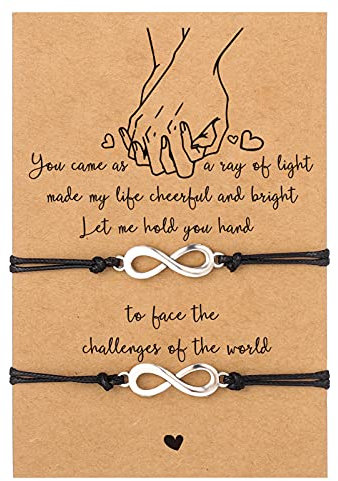olyee Bracelets d'Amitié pour Fille Garçon Homme Femme Bracelet Infini Réglable Möbiusband Bracelet Tressé Cadeau pour Couple Famille Meilleurs Amis