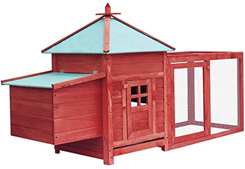 YITHOPI Hühnerstall mit 1 Legenest Holz,2 Tür 1 Ebene Outdoor Tierstall Großer, fuchssicher mit verstärktem Zinkdraht,190 x 64 x 100 cm (L x B x H) Tanne Massivholz