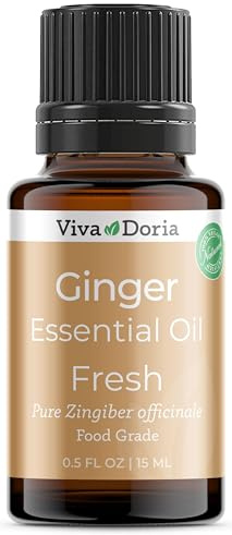 Viva Doria Ginger Essential Oil, 100% Pure Natural, Fresh Ginger Essential Oil, Undiluted, for Aromatherapy | Food Grade, 15 mL (0.5 Fluid Ounce)