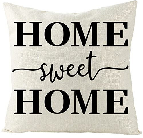 Homxi 45x45 Kissenhüllen Für Weihnachten,Home Sweet Home Kissenhüllen Weihnachten Beige Weiß Schwarz