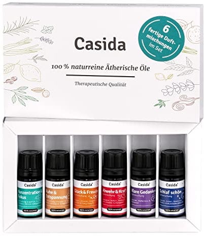 Casida® Duftmischungen TOP 6 Set - Naturreine, ätherische Öle – Die beliebtesten Duftmischungen als Set - 100% Naturreine Duftöle - für Aromatherapie und Aromadiffuser - 6x 5 ml