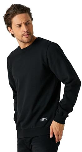 COMEOR Sweatshirt Herren Pullover Ohne Kapuze (Schwarz L)