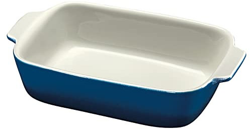 Küchenprofi PROVENCE Auflaufform rechteckig, blau/innen weiß, 30 x 19 x 6,5 cm, aus Keramik, Ofenform, Backform, Backschale, Brotbackform, ofenfest bis 260°C, auch für Kühl-, Gefrierschrank