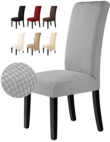 BalladHome Stuhlhussen 2 Stück Stuhlbezüge Stretch Stuhlbezug Elastische Spandex Stuhlhussen Universal Abnehmbare Waschbar für Hotel Party Bankett (Silber-Grau, 2 Stück)-M