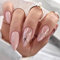Sethexy Chrome Glitter Line Faux Ongles Mariage Rose Appuyez sur les ongles Faux ongles brillants 24pcs bâton acrylique sur les ongles pour les femmes et les filles