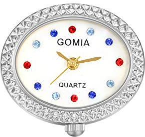 JewelryWe Ringuhr Fingeruhr Damen Analog Quarz Ring Uhr Verstellbare Fingerringuhr Uhrenring mit ovalem Strass Muschel Zifferblatt Silber