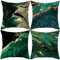 LOHDALOLF Emerald Green Gold Cushion Covers 45x45 cm Set of 4 Green and Gold Marble Cushion Cases Luxury Abstract Decorative Pillow Covers for Couch Sofa Living Room