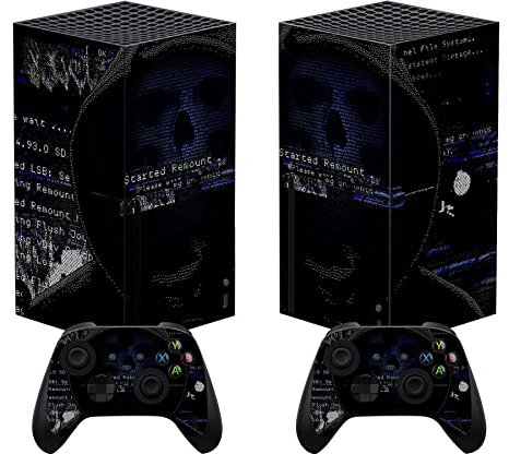 PlayVital Skin Stickers für Xbox Series X,Vinyl-Skins Aufkleber Schutzfolie Design Folie Stickers Zubehör für Xbox Series X Konsole Controller-Skull Hacker