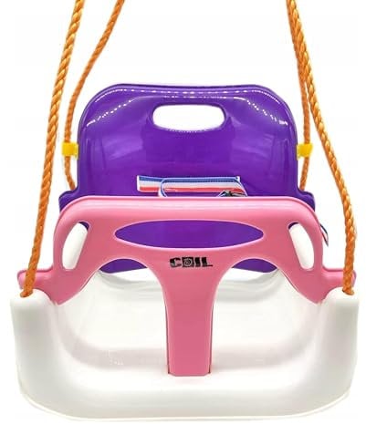 COIL Columpio infantil para exteriores, 3 en 1, columpio ajustable para niños, para interior con respaldo, columpio para interiores y niños (C0348-rosa)