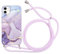 ZhuoFan Handykette für iPhone 12 Mini Hülle mit Band, Aesthetic Marmor Muster Verstellbarer Halskette Handyhülle mit Kordel zum umhängen, Violett Silikon Stoßfest Schutzhülle mit Kette, Marble