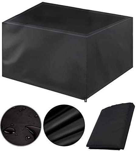rngcpto Abdeckung Gartenmöbel Winterfest 150x90x80cm Wasserdicht Gartentisch Abdeckung Schutzhülle Abdeckplane für Gartenmöbel Rechteckige Sitzgarnituren - Schwarz (150x90x80cm)