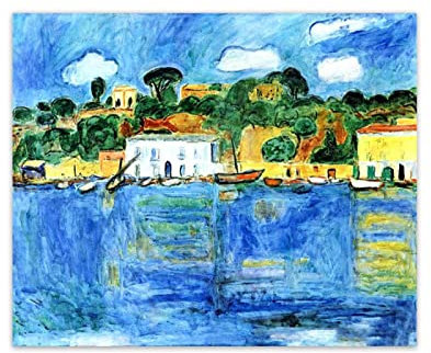 NOLEGA Hans Purrmann Berühmte Gemälde Poster Hafen von Ischia Druck auf Leinwand,Reproduktion auf Leinwand,Wohnzimmer Wandkunst Bilder 40x48cm-16x19in Ungerahmt