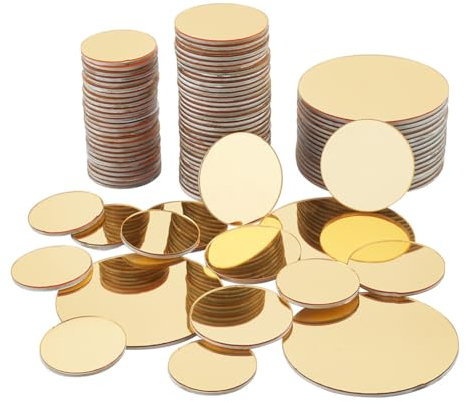 PH PandaHall 120 Stück Goldene Runde Spiegel Zum Basteln Selbstklebende Spiegelfliesen Aus Acryl 3 Größen Kleine Spiegelkreise Für Bastelarbeiten Kunst DIY Projekte Rahmen Osterdekoration