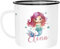 SpecialMe® Kinder-Tasse Emaille personalisiert mit Namen Meerjungfrau Marmaid individuelle Geschenke für Mädchen emaille-weiß-schwarz standard