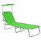 Homgoday Klappbare Sonnenliege mit Baldachin, grünes Aluminium, Liegestuhl, Liegestuhl für den Garten, für Strand, Terrasse, Pool und Camping
