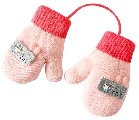 Mädchen Winter Glove Kinder Handschuhe Winter Strickhandschuhe mit Plüsch Kinderhandschuhe Warme Handschuhe Winter Handschuhe Fäustlinge Baby Fausthandschuh Winterhandschuhe Mit Schnur 1-3 Jahre