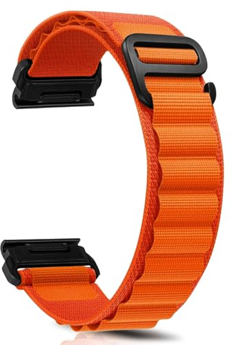 ZoRoll 22mm QuickFit Armband für Garmin Fenix 8 pro 47mm/Fenix8/Fenix7 Pro/7/6/5, Nylon G-Haken Einstellbar Ersatzarmband für Garmin Tactix 8 / Descent G2/Epix - Orange
