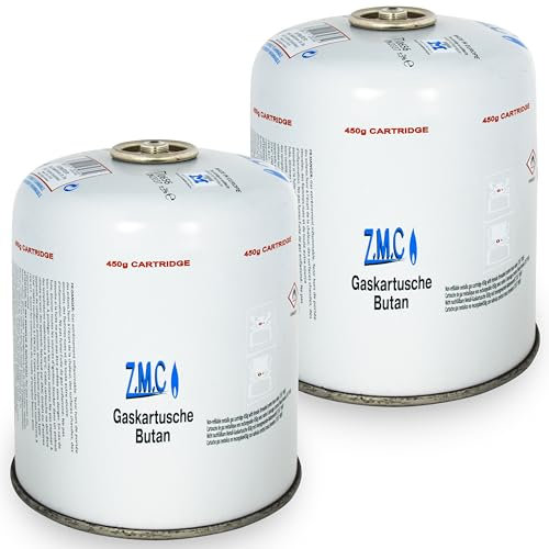 Z.M.C 2X Gaskartuschen 450g, Propan/Butan Gas 810ml, Gaskartusche EN417, Eurogewinde Schraubgewinde Anschluss, Schraubkartusche für Unkrautbrenner, Universal Druckgasdose mit Schraubventil
