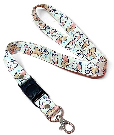 Milkmochabear Hearts and Drink Lanyard - Cute Neck Strap Keychain for Badge ID Card Wallet, Hearts, One Size, Herzen, Einheitsgröße