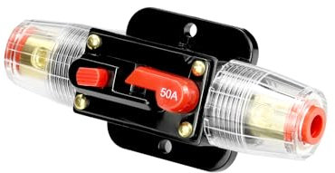 QWORK® 1 Stücke 12 V–24 V DC, Sicherungshalter Manuelle Rückstellung, Leistungsschalter mit manueller Rückstellung, für Kfz-Schutz-Stereoschalter zurücksetzen,50A