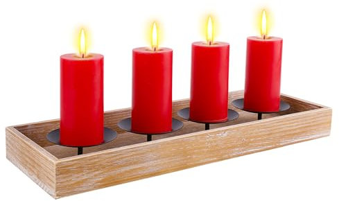 BOFUNX Advent Kerzenhalter Adventskranz Teelichthalter Kerzentablett Metall für 4 Kerzen Kerzenständer Weihnachten Adventsgesteck Adventsdeko Weihnachtsdeko Tisch Deko 40x15x4cm