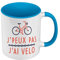 Mug de Couleur Qualité Premium Bleu - J'Peux Pas J'ai Vélo Cyclisme VTT Route - Tasse avec anse et intérieur de couleur