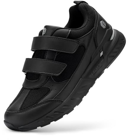 FitVille Chaussures de Marche Homme Extra Largess Basket Scratch Homme Chaussures Orthopédiques Confort Sneakers pour Pieds Larges et Plats Noir 41 EU Large