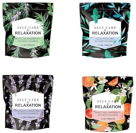 4 Stück Aromatherapie-Duschdampfer, Geschenk-Duschdampfer, Aromatherapie-SPA-Set, Selbstpflege, Entspannung, Weihnachten, Geburtstag, Geschenke für Frauen und Mama Natural Juice (Purple, One Size)