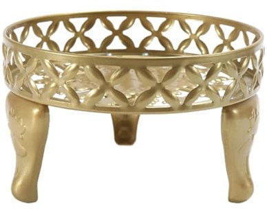 VONGAZ Pflanzenständer Blumenständer Blumenregal Metall-Pflanzenständer, Eisen-Eck-Blumentopf-Ständer, Halter, Rundes Pflanzenregal Aus Eisen Pflanzenregal Blumenbank(Color:Gold)