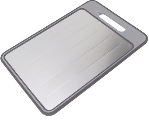 Gigicial Doppelseitiges Schneidebrett, Schneidebrett aus Aluminiumlegierung Für Die Küche, Für Fleisch, Gemüse, Obst, Schnell Auftauendes Schleifbrett(grau)