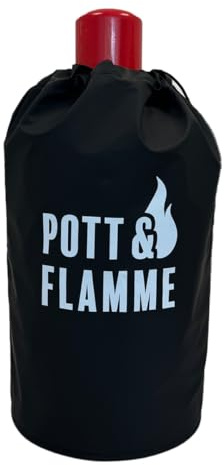 Bluecraft Abdeckhaube für 5 kg Gasflasche mit Aufdruck 'Pott & Flamme' – Wetterschutz für Gasflaschen, langlebig und UV-beständig