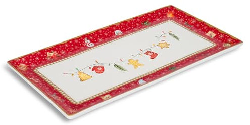 Henriette Vassoio rettangolare natalizio in porcellana Sweet X'Mas 31x17 cm
