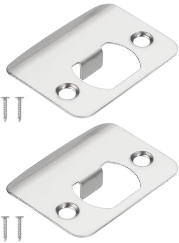 PATIKIL Door Strike Plate 2-1/4x1-3/4,2 Pcs Round Corner Extended Lip Strike Plate, Universal Security Latch Strike Deadbolt Strike with Screw Interior & Exterior Doors,Silver