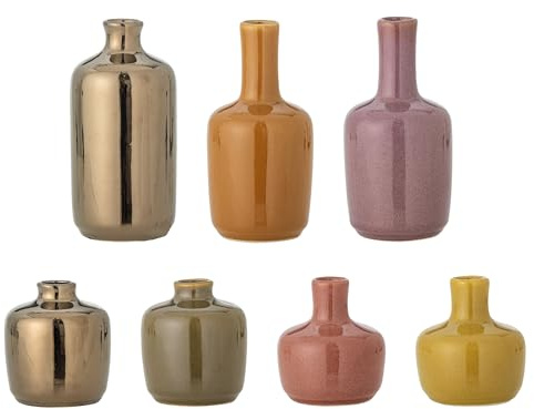 Bloomingville Maien Vase, Braun, Steingut, T6,5xH14 cm, 7er-Set