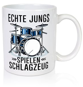Echte Jungs spielen Schlagzeug | Drummer | Schlagzeug - Tasse Weiss - Kaffeetasse/Geschenk/Familie