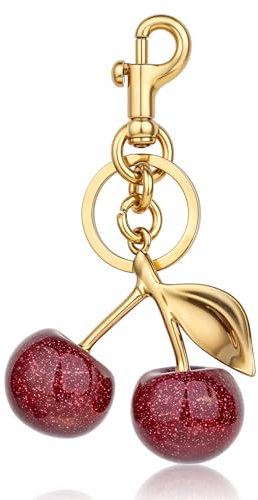 YUXIANLB Kirsch-Taschenanhänger Schlüsselanhänger, Glitzerharz Kirsch-Schlüsselring Taschenanhänger für Handtasche Geldbörse Metallzubehör für Frauen