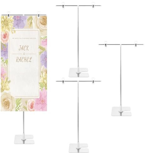 YAYODS 3 soportes para carteles, A3, A4, 13 x 30 x 90 cm, acero inoxidable, tope de cliente, ancho y altura ajustable, pequeño soporte publicitario para bodas, ferias, menús, carteles