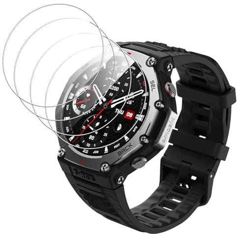 Eirltiy 4 Pezzi Vetro Temperato per Amazfit T-Rex 3/Trex 3 Pellicola Protettiva, HD Clear Vetrino Protezione Schermo per Amazfit T rex 3 Screen Protector Senza Bolle Antigraffio 9H Durezza