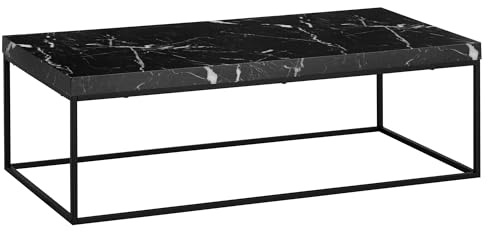 Wohnling Couchtisch 120x60x38 cm Schwarz Marmor-Optik Rechteckig