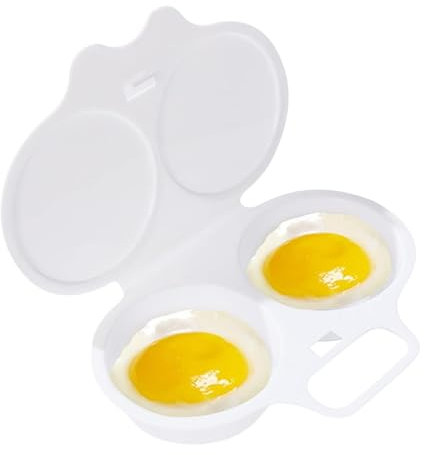 Ylnailky Olla de huevos para microondas – Máquina para hacer huevos escalfados en microondas | Tazas escalfadoras de huevos para microondas | Caldera de huevos redondos, capacidad de 2 huevos para