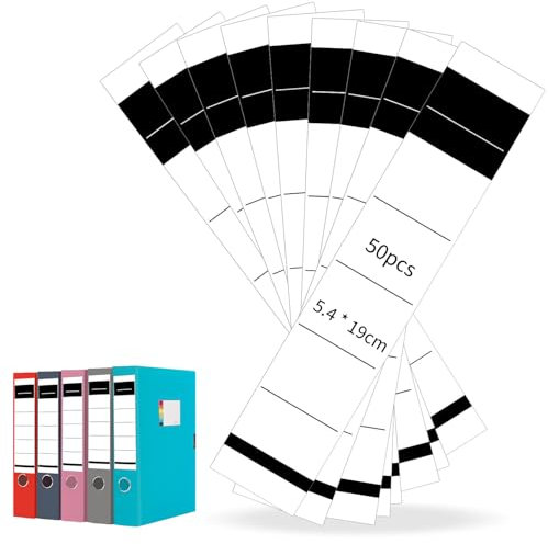 50 Stück 54 x 190 mm Ordner Etiketten Selbstklebend, Ordnerrücken zum Einstecken, Ordnerrücken Aufkleber, Rückenschilder Ordner Breit Ordner Etiketten Selbstklebend für 8 cm Breit Ordner